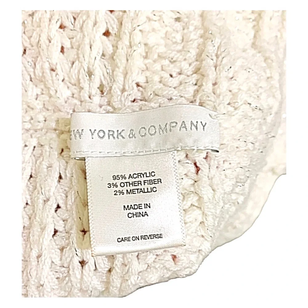 New York & Co Scarf Cream Color Cable Knit Infinity Loop Scarf